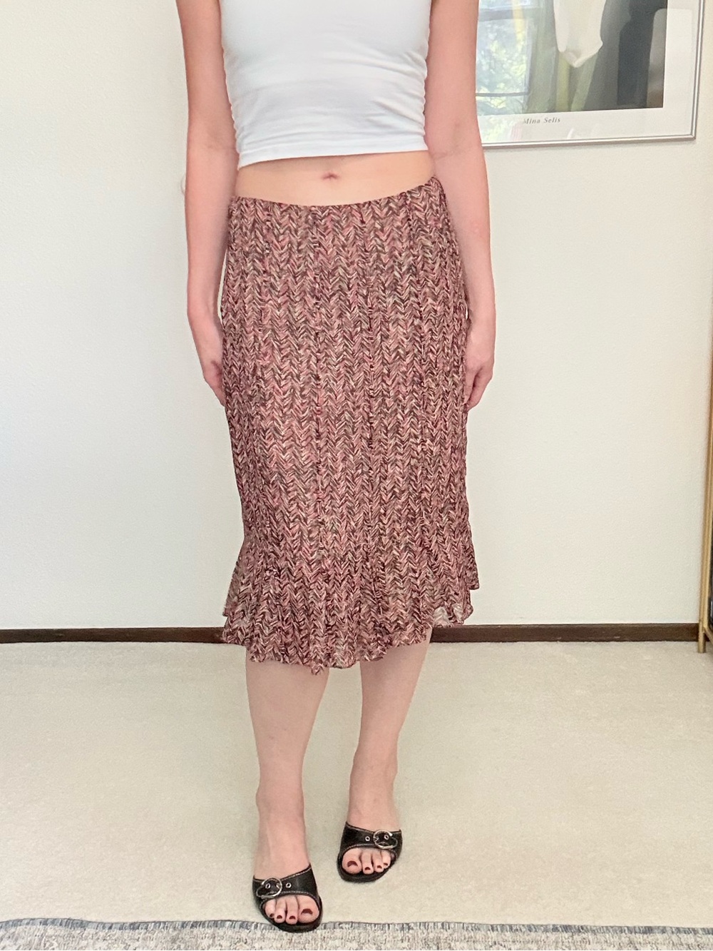 Vintage Jones New York Silk Midi Skirt Mermaid Hem 90s Y2K Feminine Classic - Picture 2 of 8